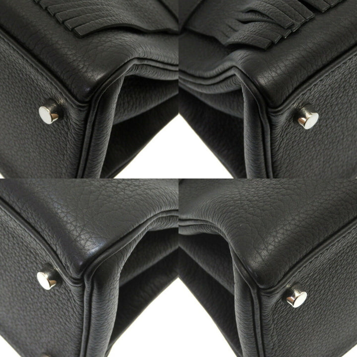 Top quality Hermes Shoulder Kelly Taurillon Clemence Black  M Engraved Handbag 0033 40