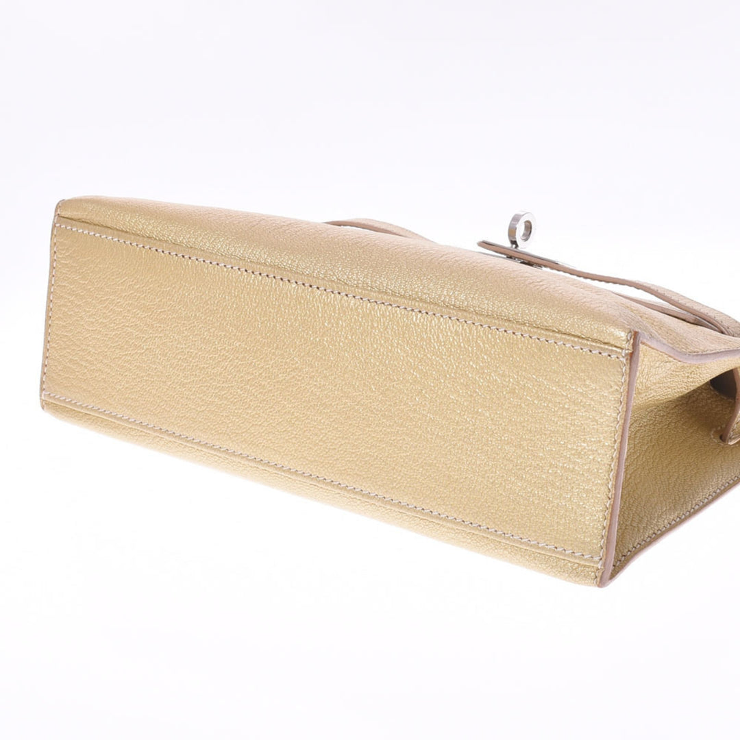 Top quality Hermes Pochette Kelly Metallic Gold  I Engraved (around 2005) Ladies Goat Chevre Handbag