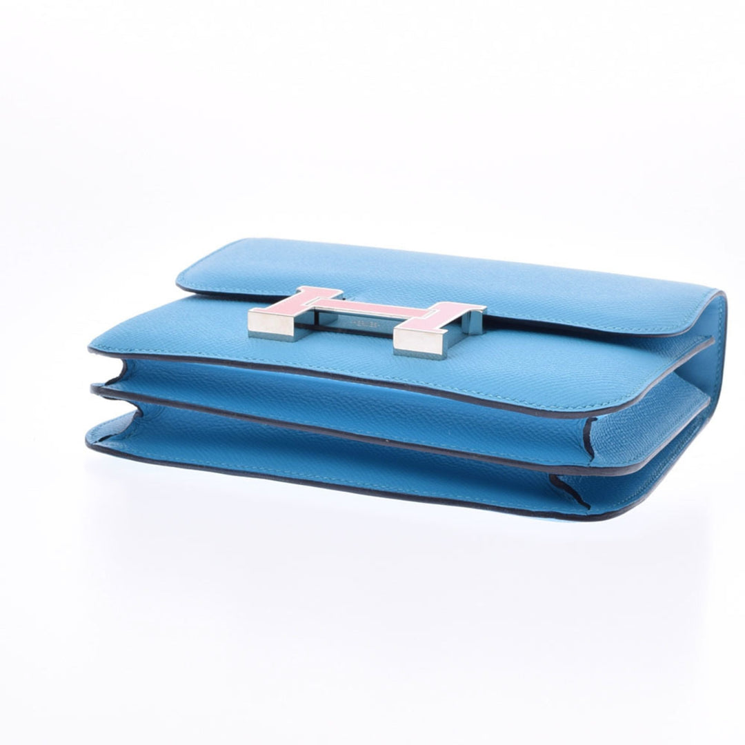 Top quality Hermes Constance Mini 18 Blue Nord D Engraved (around 2019) Women's Vaux Epson Shoulder Bag