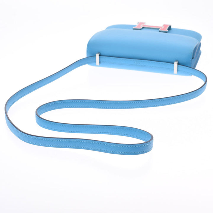 Top quality Hermes Constance Mini 18 Blue Nord D Engraved (around 2019) Women's Vaux Epson Shoulder Bag