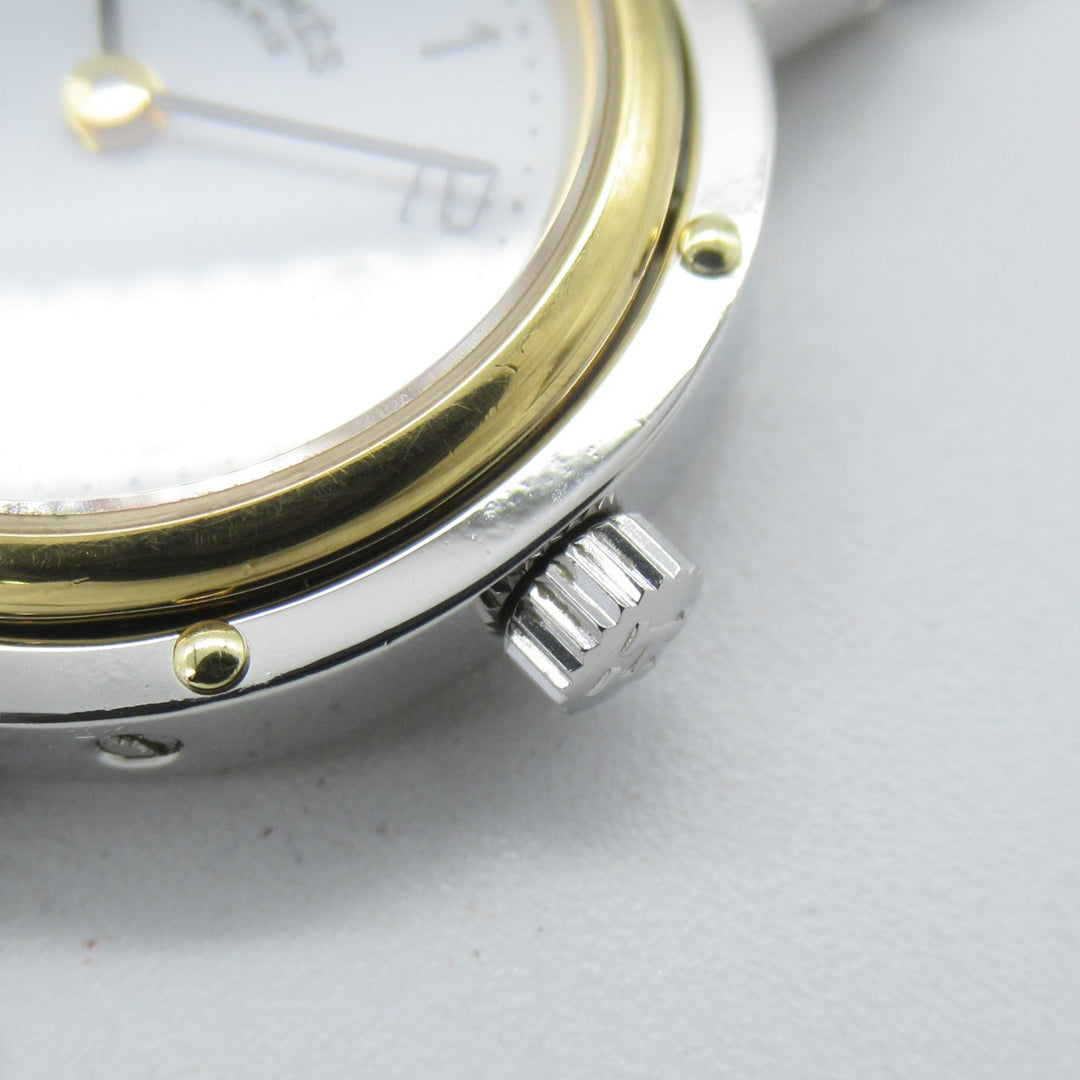 Top quality Hermes Clipper Wrist Watch Watch Wrist Watch CL2.440 Quartz White Gold Plated Stainless Steel