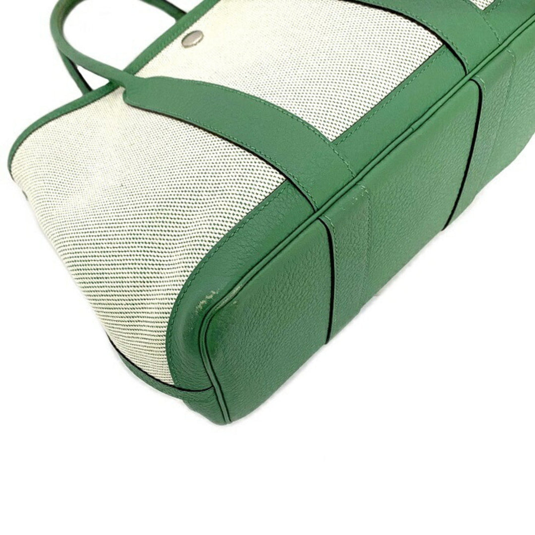 Top quality Hermes handbag garden TPM green toile ash country canvas leather P stamp made in 2012 Top quality Hermes tote bag ladies