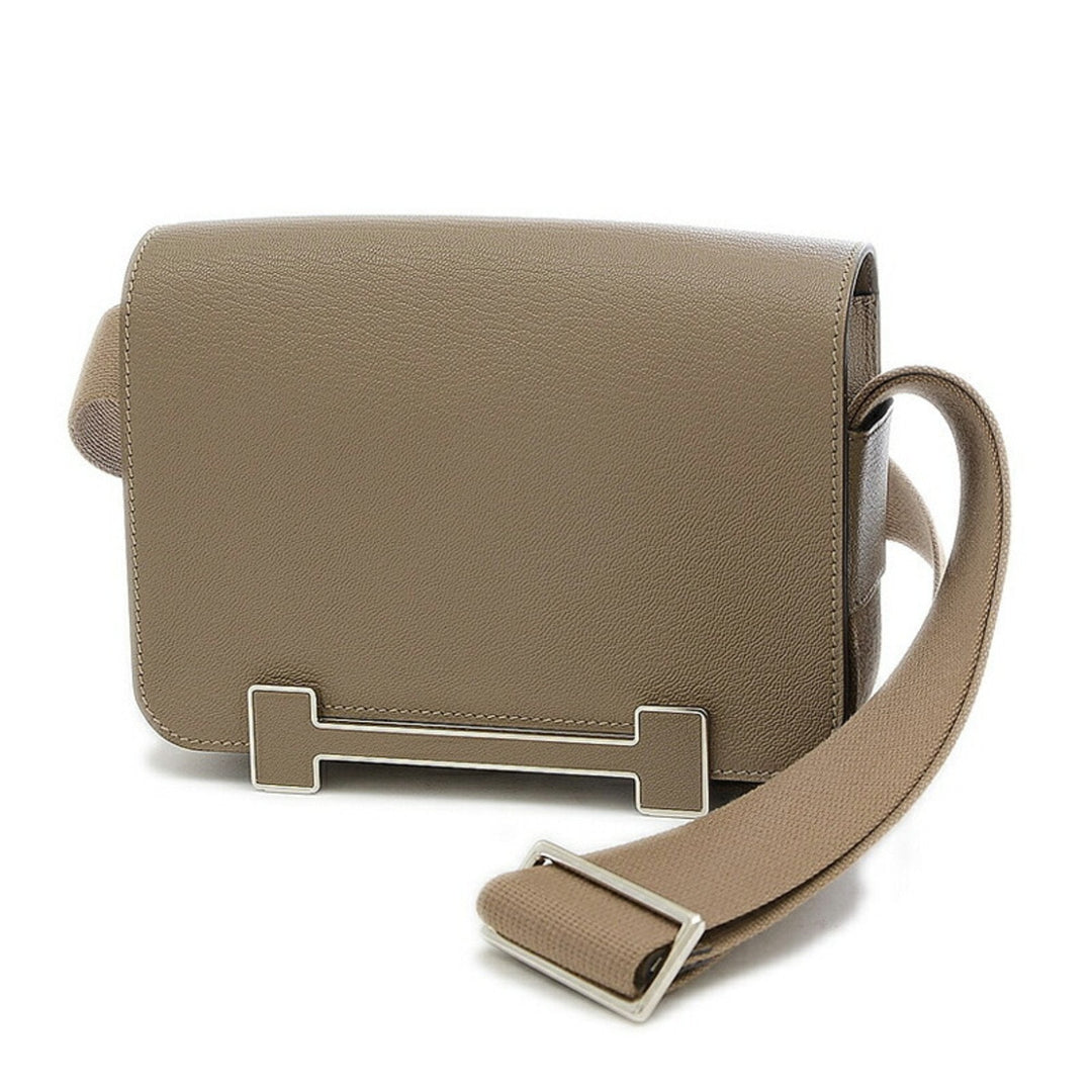 Hermes Geta Shoulder bag Chevre Etoupe Silver metal fittings U stamp
