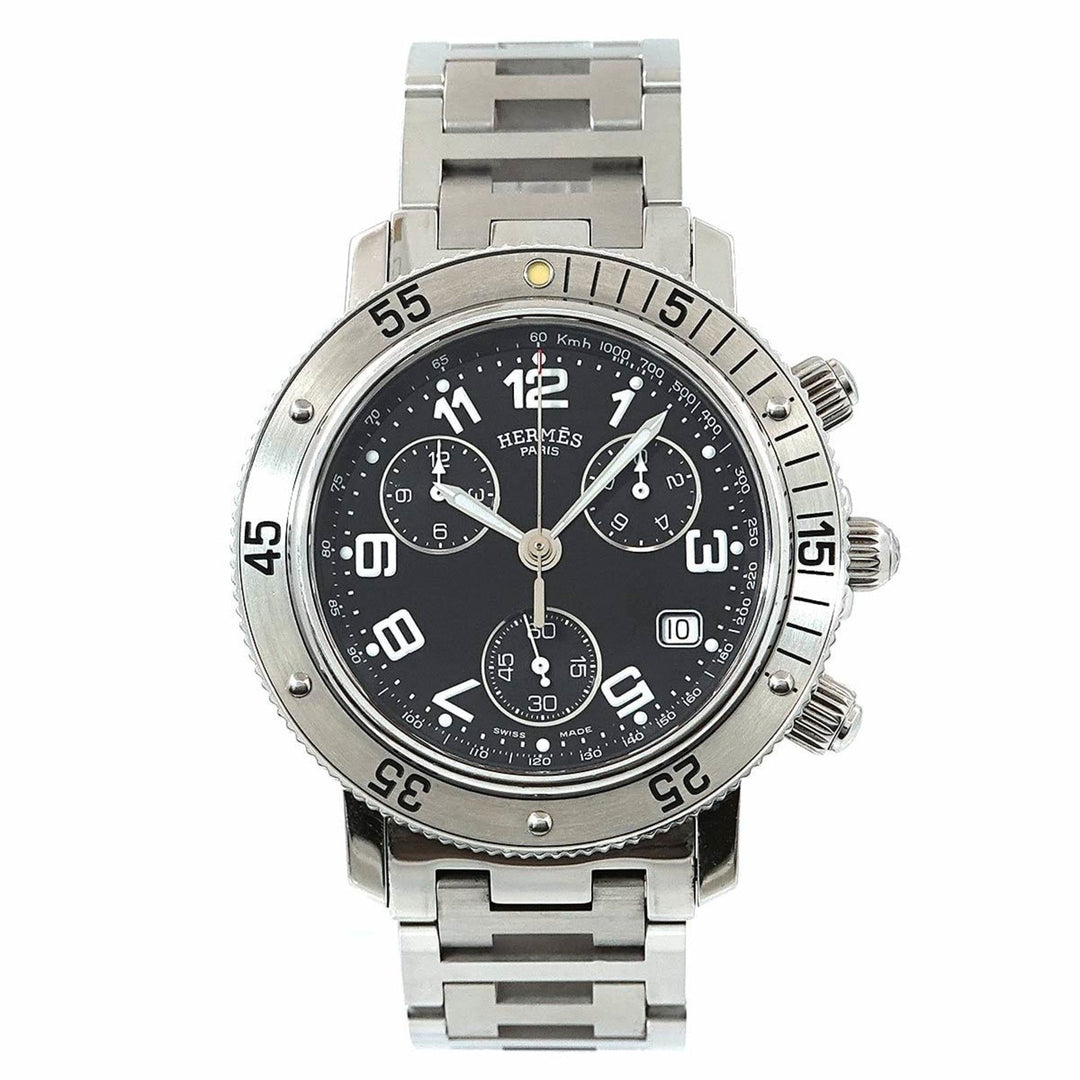 Hermes Clipper Diver Chronograph CL2 910 Vintage Men's Watch Date Black Dial Quartz diver
