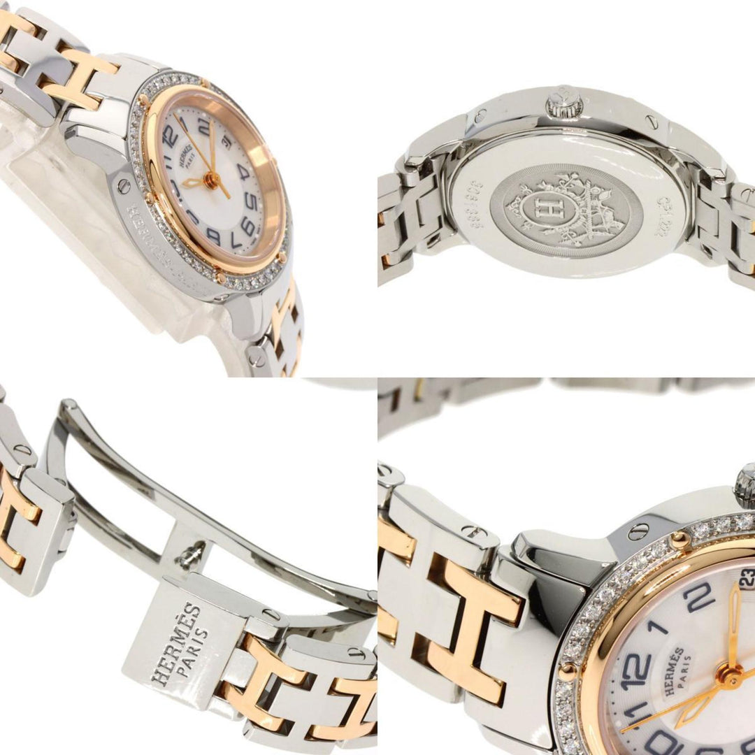 Top quality Hermes CP1.222 Clipper Bezel Diamond Watch Stainless Steel/PGPxSS/Diamond Women's