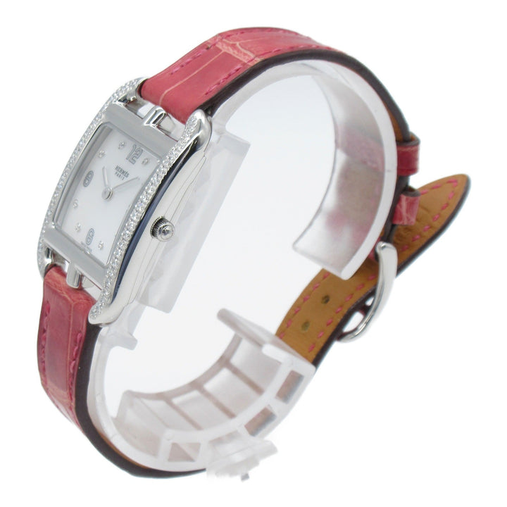 Top quality Hermes Cape Cod 8P diamond Wrist Watch watch Wrist Watch CC1.232 Quartz White White shell Stainless Steel Leather bel