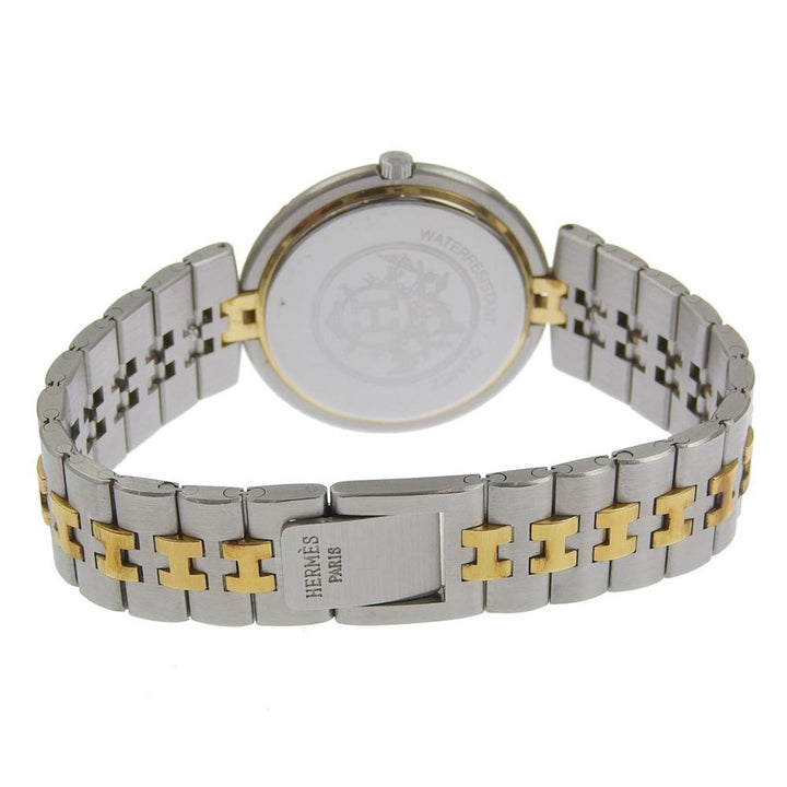 Top quality Hermes Profile Watch Vintage Combi Stainless Steel x Gold Plated Silver Quartz Analog Display Boys White Dial