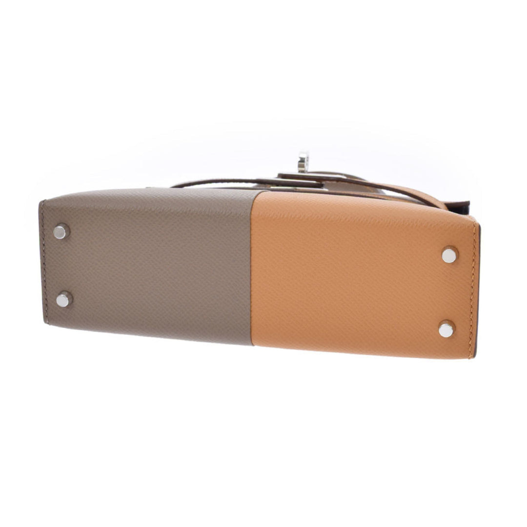 Top quality Hermes Mini Kelly 2 20 Shoulder Etoupe/Sesame Palladium Metal Fittings Z Engraved (around 2021) Women's Vaux Epsom Handbag