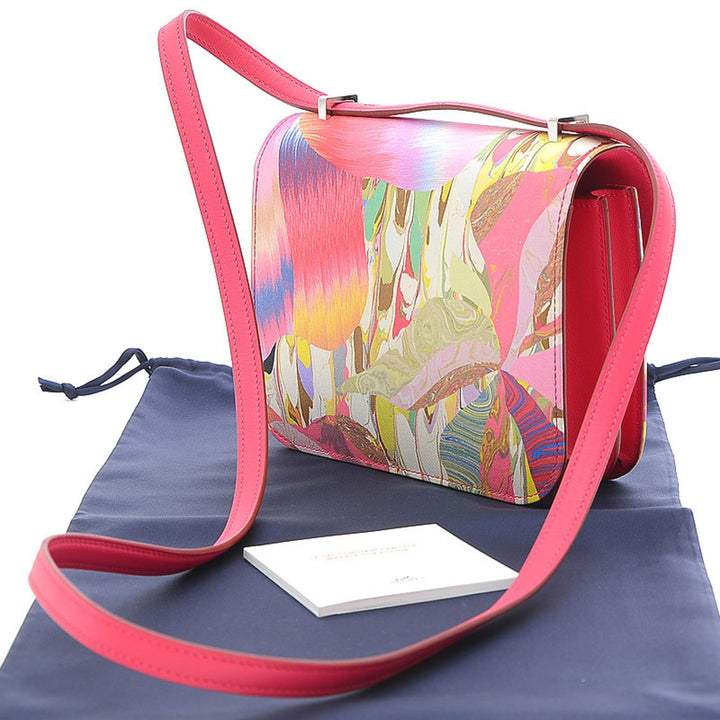 Top quality Hermes Constance Mini 18 Kyoto Marble Silk Swift Z stamp Shoulder Bag