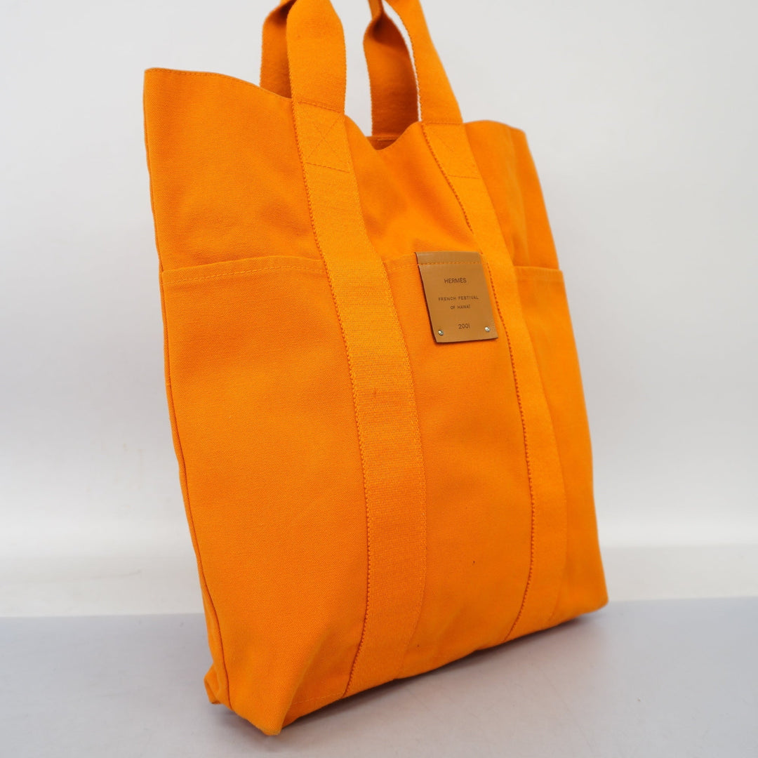 Premium Handmade Hermes Fool Tukabas French Festival Hawaii Limited Model Canvas Tote Bag