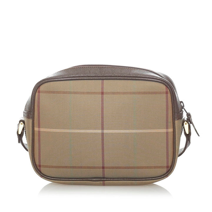 Burberry check shoulder bag khaki brown canvas leather Lady's BURBERRY
