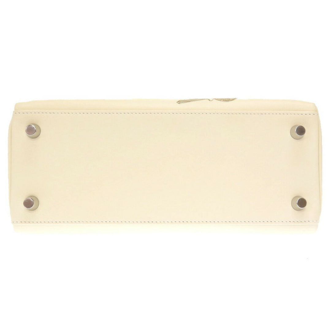 Top quality Hermes Kelly 25 Inner Stitch In-N-Out Vaux Swift Nata Z Engraved () Handbag White