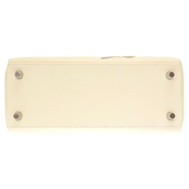 Top quality Hermes Kelly 25 Inner Stitch In-N-Out Vaux Swift Nata Z Engraved () Handbag White