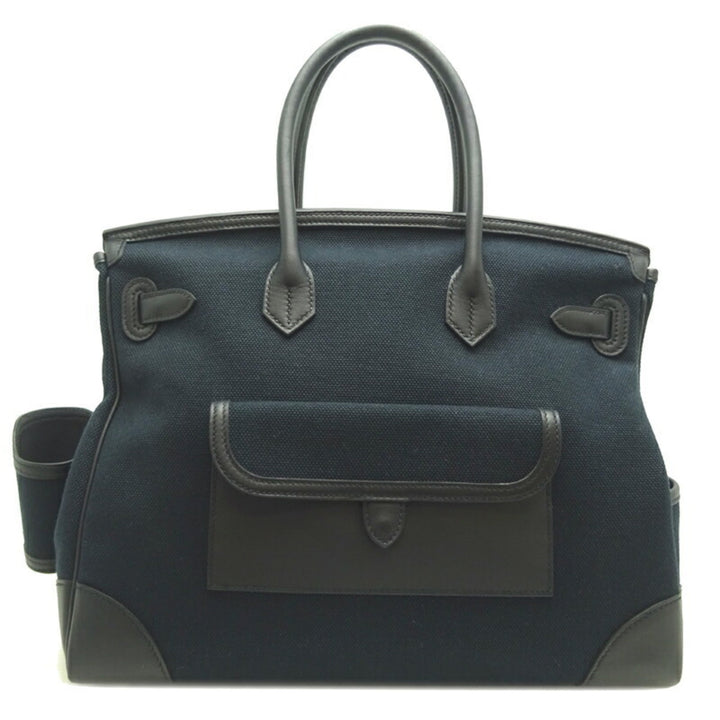 Top quality Hermes Birkin 35 Cargo U Engraved () Women's Men's Handbag Toile Ash Noir (Black) x Palladium Hardware