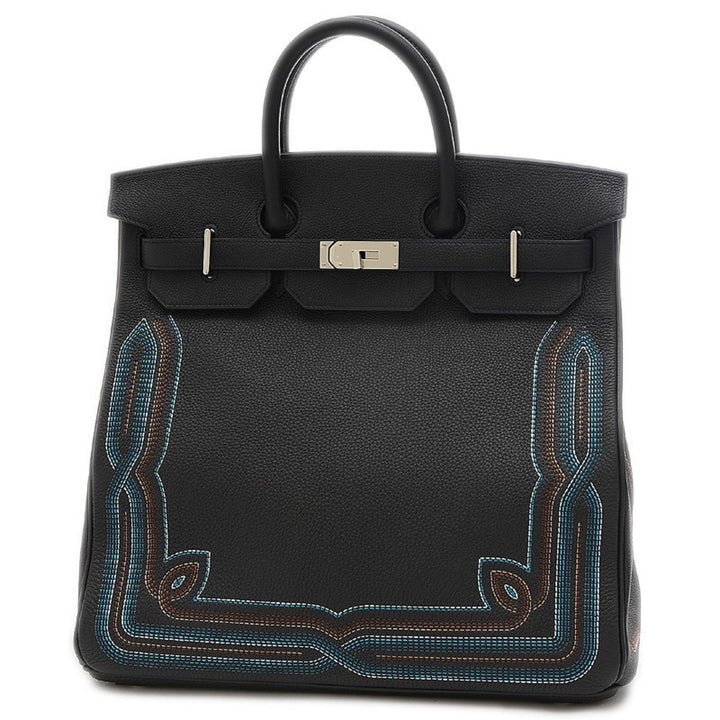Premium Handmade Hermes Haut a courroies 40 Western Togo Black Z stamp Handbag