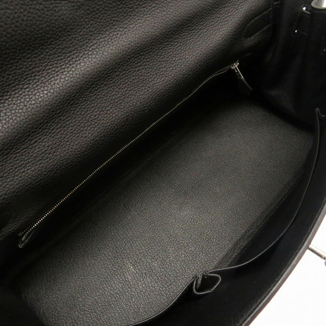 Top quality Hermes Shoulder Kelly Taurillon Clemence Black  M Engraved Handbag 0033 40