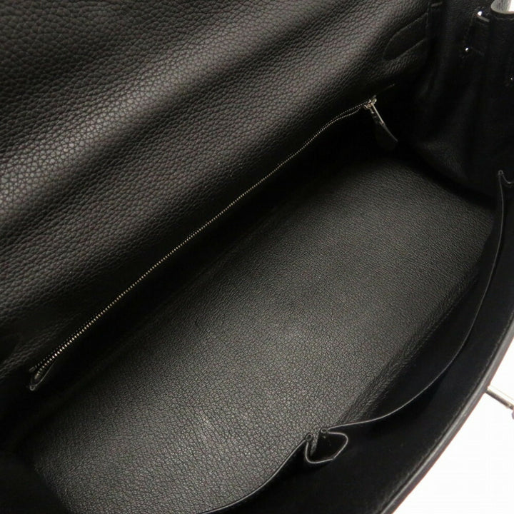 Top quality Hermes Shoulder Kelly Taurillon Clemence Black  M Engraved Handbag 0033 40