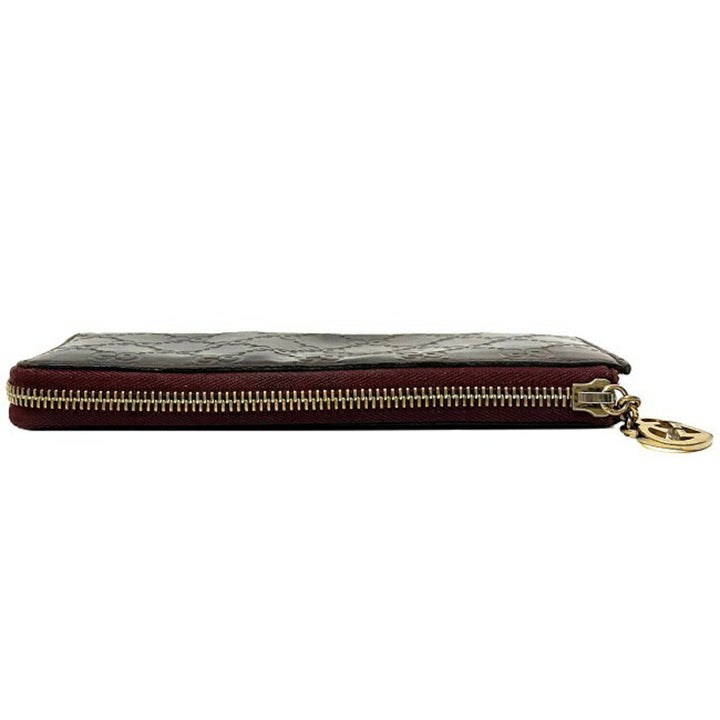 Gucci Long Wallet Brown Shima 295671 Patent Leather GUCCI GG Interlocking Heart Enamel Women's Charm