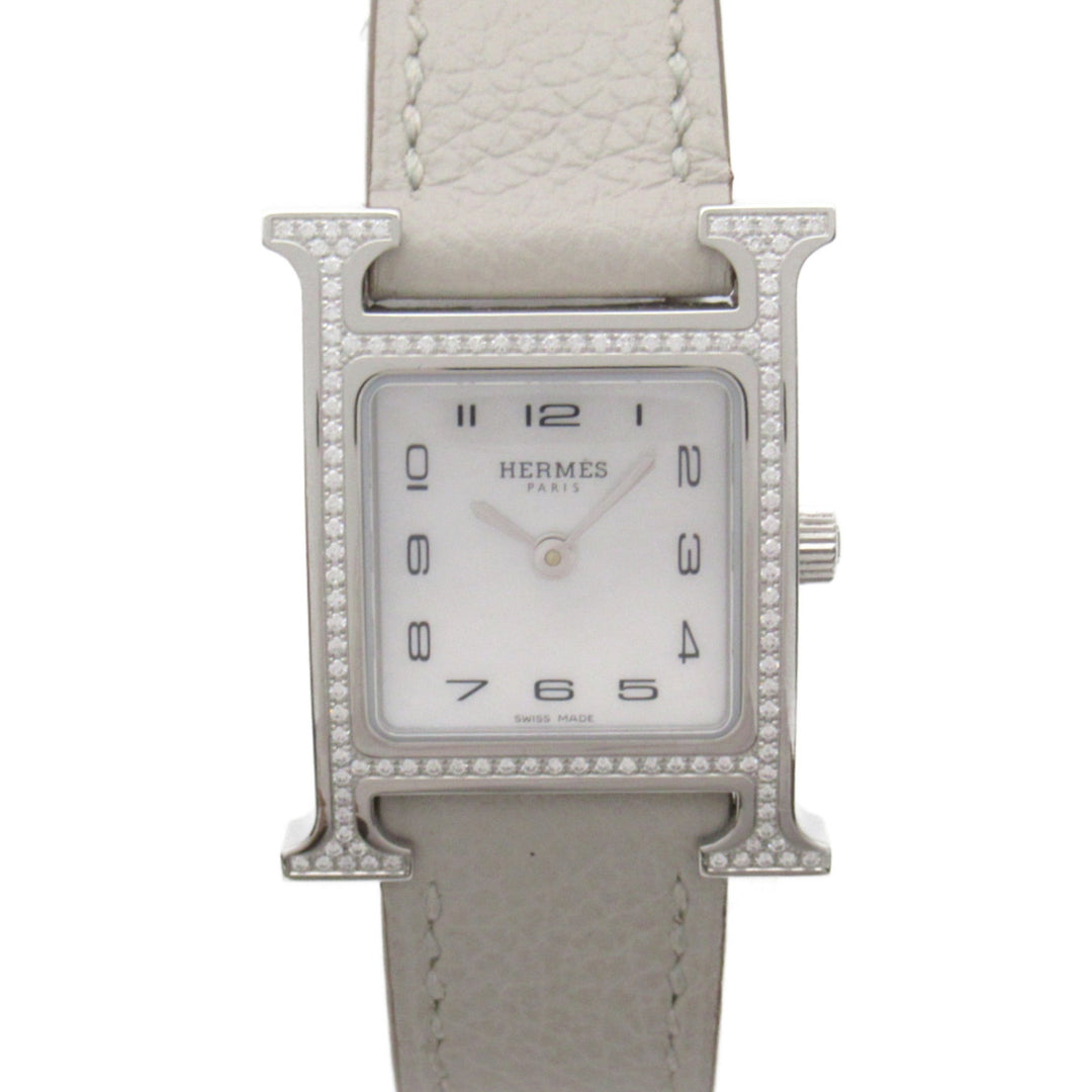 Top quality Hermes H Watch Diamond Bezel Wrist Watch Watch Wrist Watch HH1.235 Quartz White White shell Stainless Steel Leather b