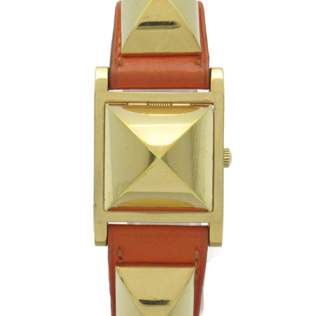 Hermes Medor Wrist Watch watch Wrist Watch ME1.201 Quartz White Gold Plated Leather belt