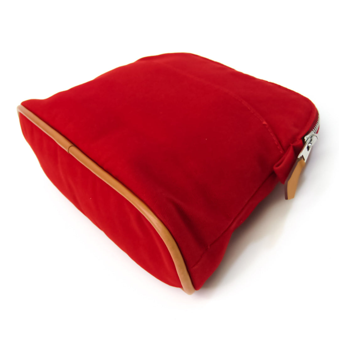 Premium Handmade Hermes Bolide Women's Cotton,Leather Pouch Red Color