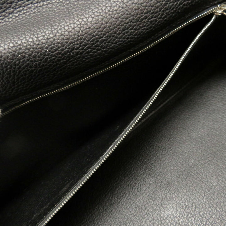 Top quality Hermes Shoulder Kelly Taurillon Clemence Black  M Engraved Handbag 0033 40