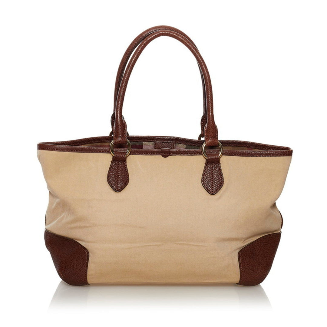 Burberry mega check handbag beige brown canvas leather ladies BURBERRY