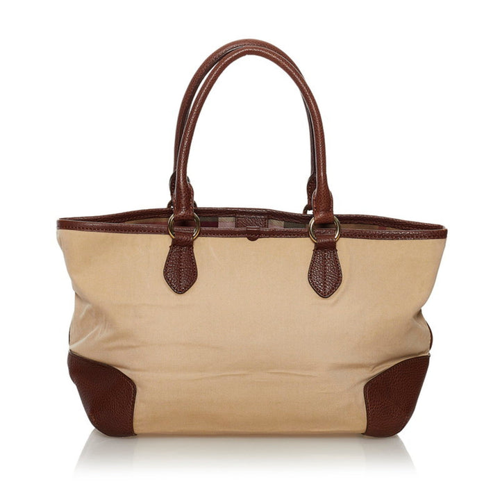 Burberry mega check handbag beige brown canvas leather ladies BURBERRY