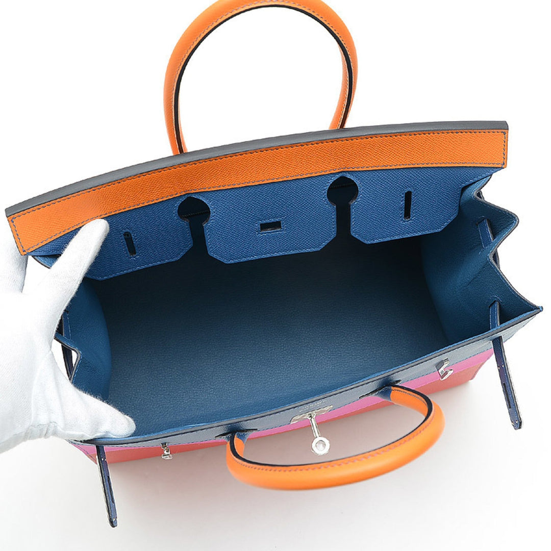 Top quality Hermes Birkin 35 Rainbow Apricot Blue Agat Magnolia Rouge Kazak Handbag