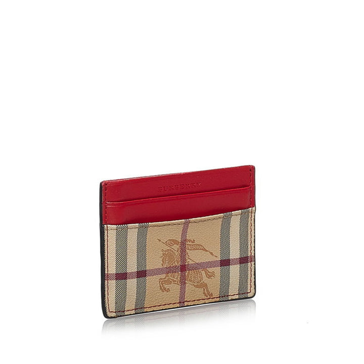 Burberry Nova Check Shadow Horse Card Case Brown Red PVC Leather Ladies BURBERRY