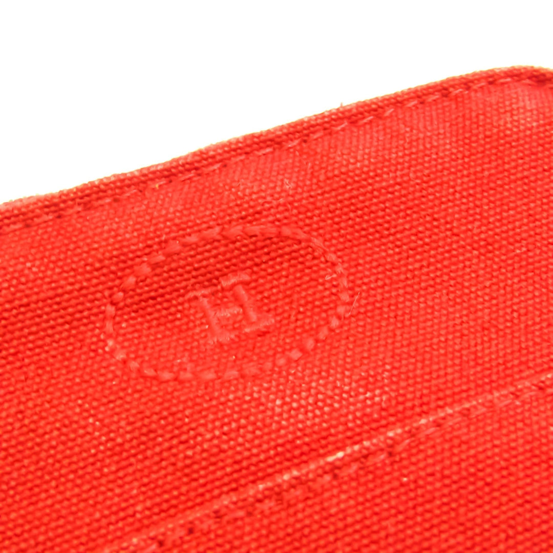 Premium Handmade Hermes Bolide Mini Women's Cotton,Leather Pouch Beige,Red Color