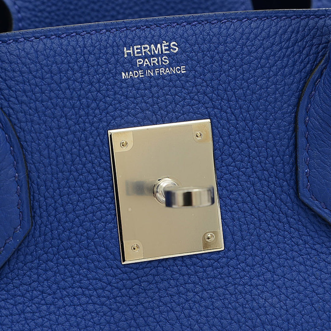 Premium Handmade Hermes Birkin 30 Togo Blue Electric D Engraved Handbag