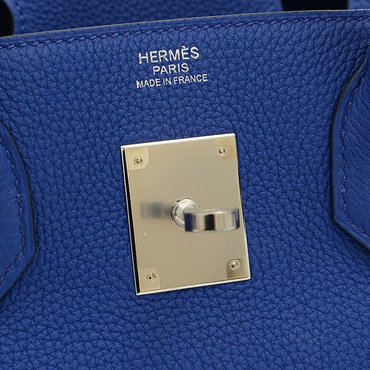 Premium Handmade Hermes Birkin 30 Togo Blue Electric D Engraved Handbag