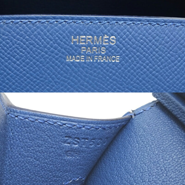 Top quality Hermes Birkin Serie 35 Rainbow Z Engraved Women's Handbag Vaux Epson Apricot / Blue Agate Magnolia x Palladium Hardware