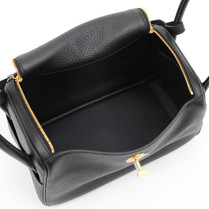 Top quality Hermes Lindy 26 Taurillon Clemence Black U Engraved Handbag Shoulder Bag