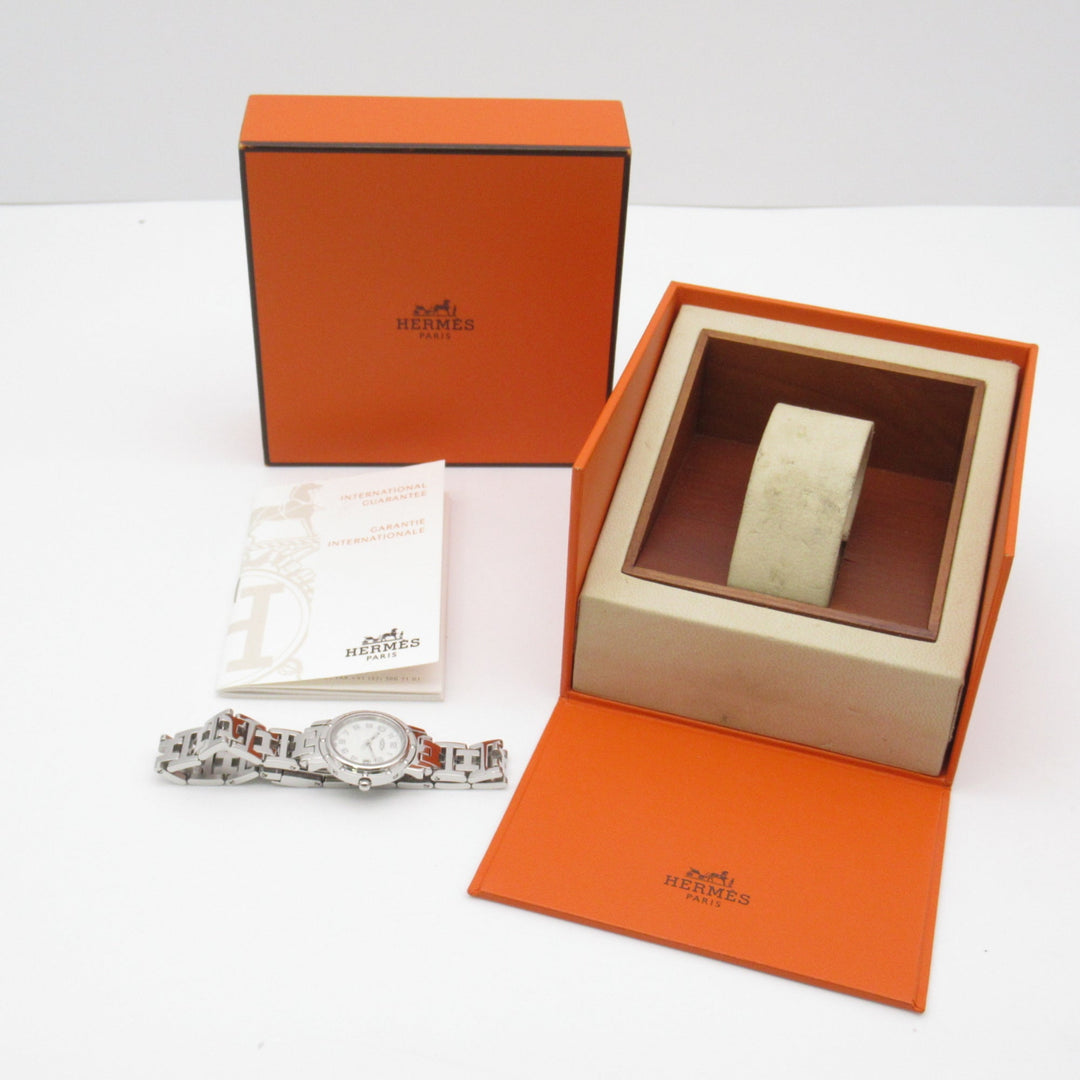 Premium Handmade Hermes Clipper Nacre Diamond Wrist Watch Wrist Watch CL4.230 Quartz White White shell Stainless Steel diamond