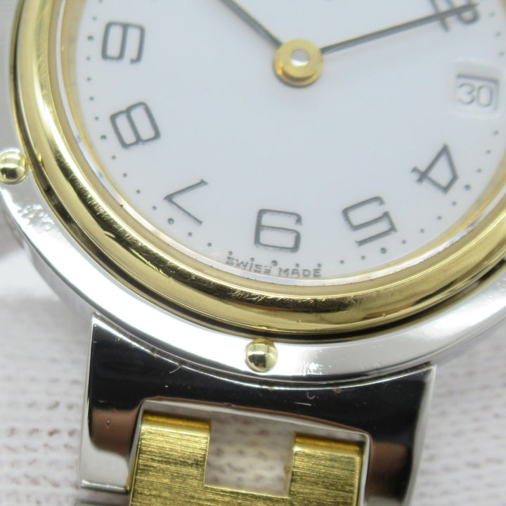 Top quality Hermes Clipper Wrist Watch Watch Wrist Watch CL2.440 Quartz White Gold Plated Stainless Steel
