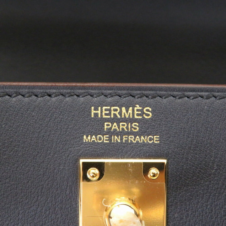 Top quality Hermes Kelly 25 Colormatic Swift Blue/Black/Chai/Etoupe/Gold U Engraved () Handbag
