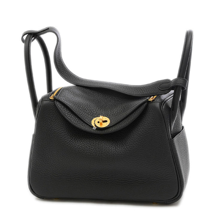 Top quality Hermes Lindy 26 Taurillon Clemence Black U Engraved Handbag Shoulder Bag