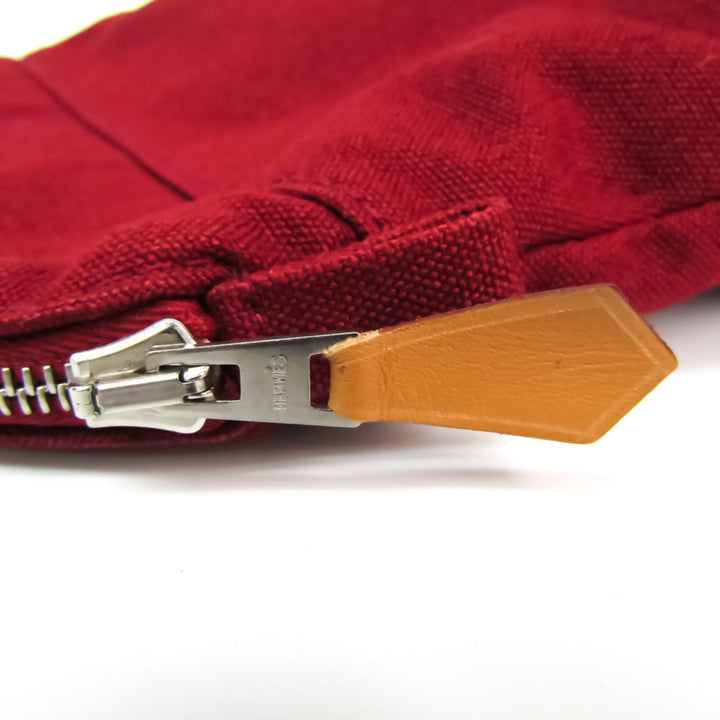 Top quality Hermes Bolide Mini Women's Cotton,Leather Pouch Brown,Dark Red