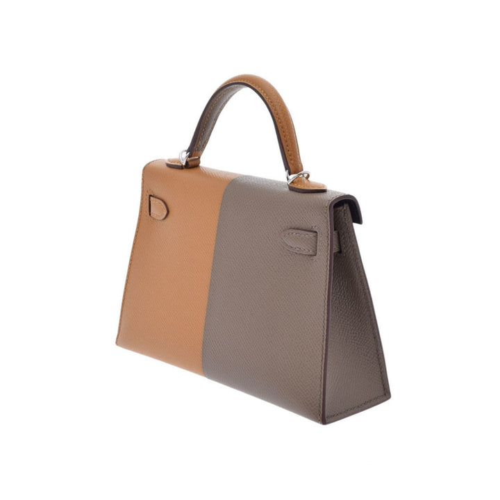 Top quality Hermes Mini Kelly 2 20 Shoulder Etoupe/Sesame Palladium Metal Fittings Z Engraved (around 2021) Women's Vaux Epsom Handbag