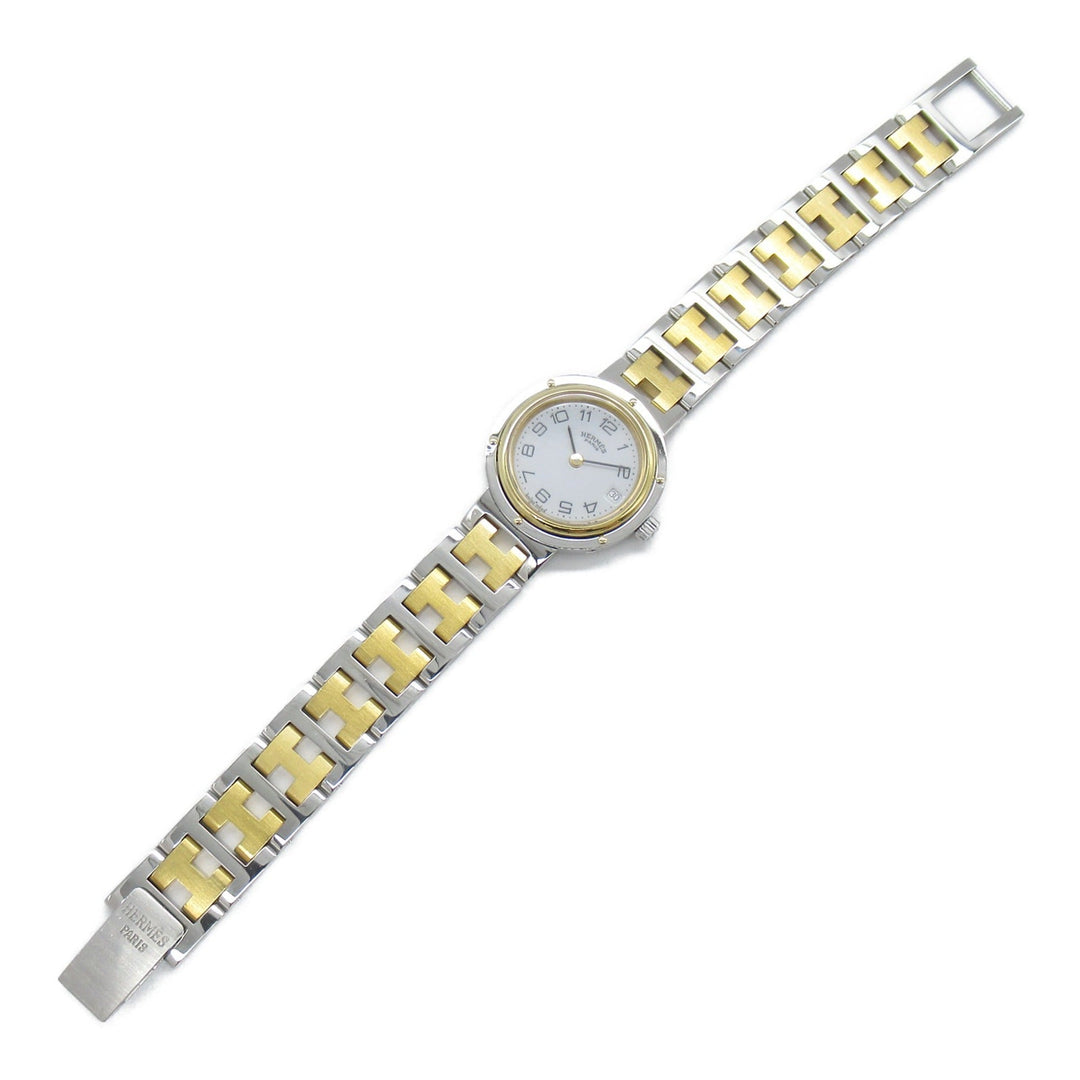 Top quality Hermes Clipper Wrist Watch Watch Wrist Watch CL2.440 Quartz White Gold Plated Stainless Steel