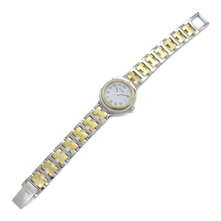 Top quality Hermes Clipper Wrist Watch Watch Wrist Watch CL2.440 Quartz White Gold Plated Stainless Steel