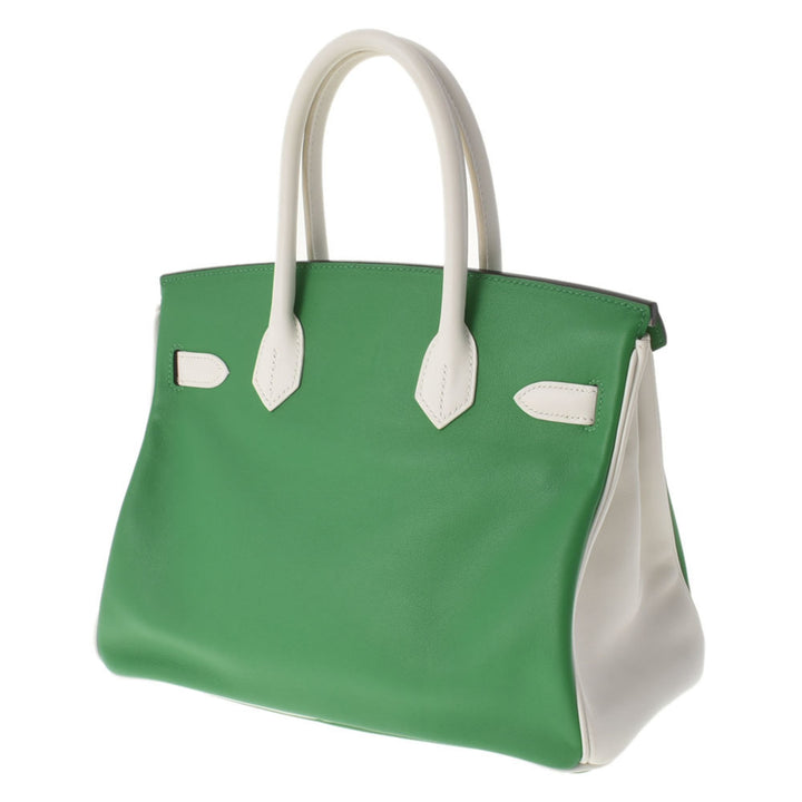 Premium Handmade Hermes Birkin 30 SP Ordered Initial Bamboo Palladium Metal Fittings O Engraved (around 2011) Ladies Swift Handbag