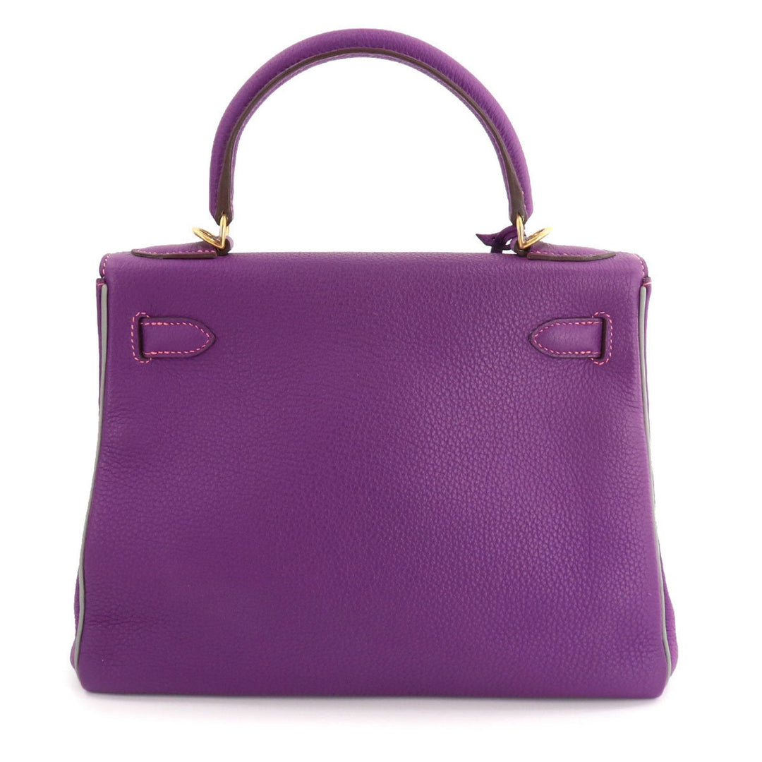Top quality Hermes Kelly 28 2way hand shoulder bag Taurillon Clemence Anemone Grimmette C engraved inside stitch SPO