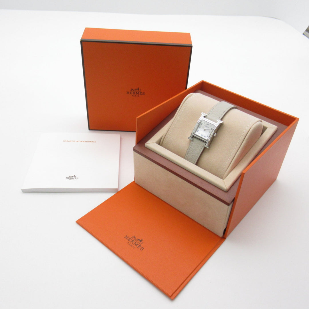 Top quality Hermes H Watch Diamond Bezel Wrist Watch Watch Wrist Watch HH1.235 Quartz White White shell Stainless Steel Leather b