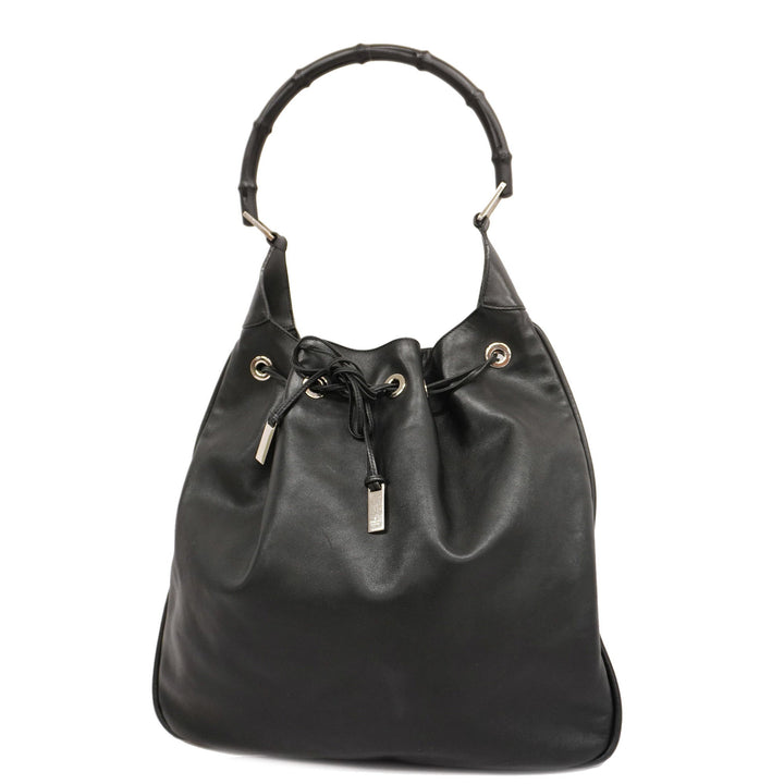 GUCCI  Bamboo Shoulder Bag 001 4006 Women's Leather Shoulder Bag Black
