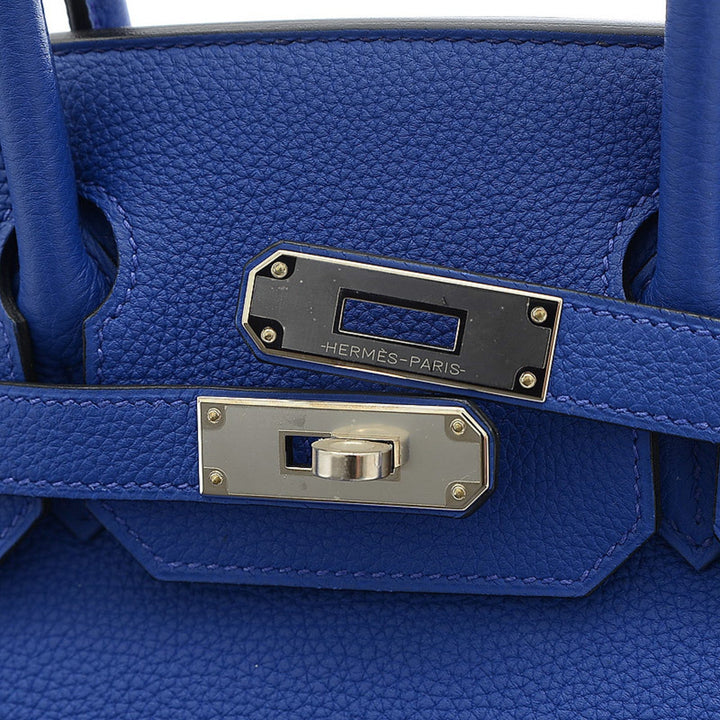 Premium Handmade Hermes Birkin 30 Togo Blue Electric D Engraved Handbag