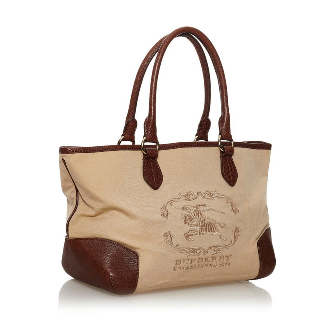 Burberry mega check handbag beige brown canvas leather ladies BURBERRY