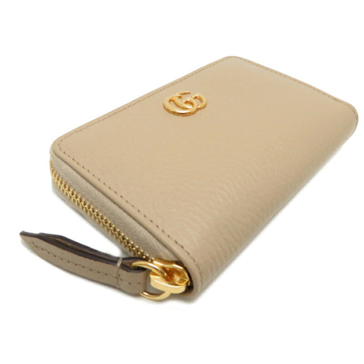 GUCCI Double G Zip Around Women's Coin Case 644412 Leather Beige